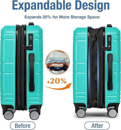 KYME Carry On Luggage 22x14x9 Airline Approved with TSA Lock Hard Shell Carry On Suitcase Lightweight Suitcases with Wheels Small Luggage for Men Women,Carry-On 20 Inch,Lt Blue