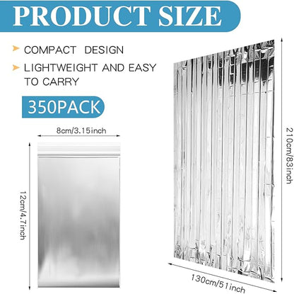 Macarrie Emergency Blanket Bulk - Survival Thermal Silver Foil Reflective Blankets Set Pack for Outdoors Shelter Space, Camping, Hiking, First Aid Supplies, Homeless Donations