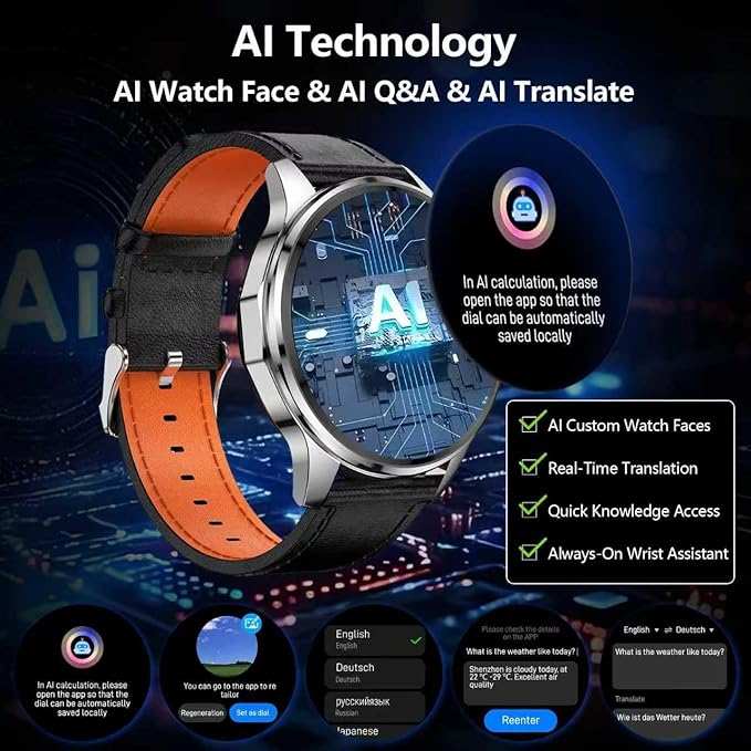 Smart Watch for Men Built-in GPS with Map(Answer/Make Call/Text), 1.46" AI Smartwatch for Android Phones/iPhone, 100+ Sport Mode Fitness Tracker with Health/Sleep Monitor, Compass/Barometer(2 Straps)