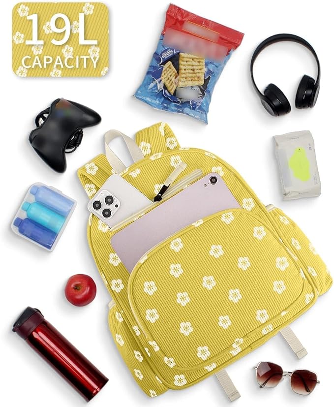 Corduroy Kids Backpack for Girls, Girls Backpack 5-9, Kindergarten Elementary School Bookbag for Girl 15.3" H Fit Folder