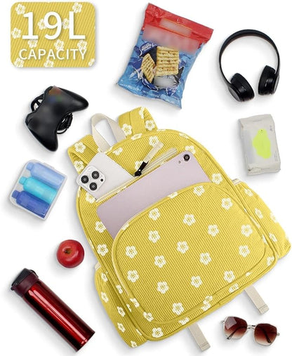 Corduroy Kids Backpack for Girls, Girls Backpack 5-9, Kindergarten Elementary School Bookbag for Girl 15.3" H Fit Folder