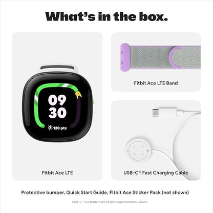 Fitbit Google Ace LTE - Kids Smartwatch with Call, Message, GPS, and Activity-Based Games, Ace Pass Data Plan Required - Spicy - Moovin