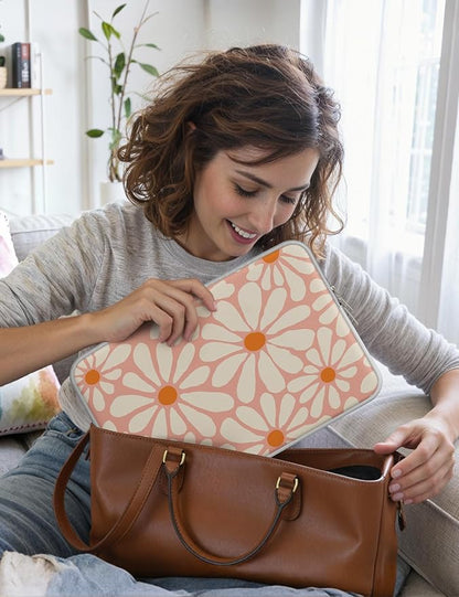 iCasso Laptop Sleeve 13 inch for MacBook Air 13-13.6 inch, Cute Laptop case for MacBook Pro 13 inch, Slim Protective Travel Carrying Case for MacBook Pro 14 inch, Chromebook, HP, Dell, Orange Floral