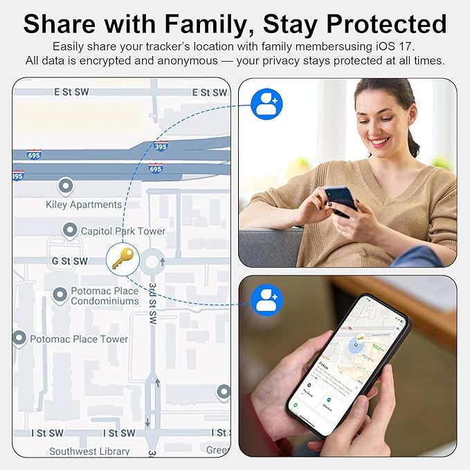 2 Packs Air Tracker Tags Compatible with Apple Find My (iOS Only), Bluetooth Tracker, Smart Keys Finder and Item Locator with Waterproof Case for Wallet Luggage Backpack 1B1W