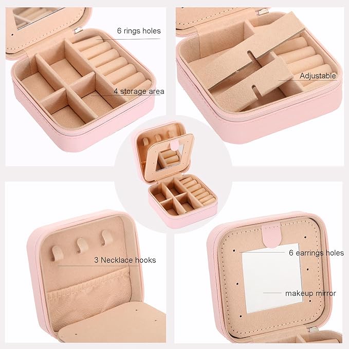Small Travel Jewelry Case - Holder & Organizer, Personalized Birthday Gift for Teen Girls & Women