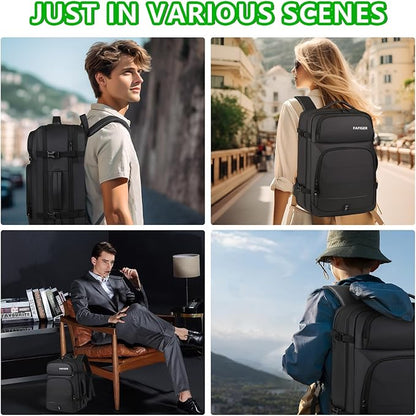 Travel Backpack for Men & Women - 40L Expandable Carry-On Backpack, TSA Approved 16 Inch Laptop, Weekend Outdoor Essentials, Airline Flight Approved, Black