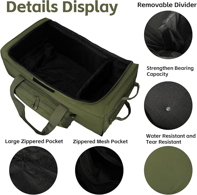 120L 3-Wheel Rolling Duffle Bag - Heavy Duty Military Deployment Bag, Durable Wheeled Duffle Luggage for Travel, Camping & Outdoor Adventures