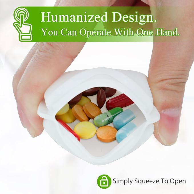 1 Pieces Pill Organizer Reusable Pocket Pill Case Portable Open Pill Pouch Silicone Small Pill Box Pill Container Pill Holder Pill Bags Organizing Medication, Vitamins, and Tablets for Travel (White)