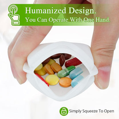 1 Pieces Pill Organizer Reusable Pocket Pill Case Portable Open Pill Pouch Silicone Small Pill Box Pill Container Pill Holder Pill Bags Organizing Medication, Vitamins, and Tablets for Travel (White)