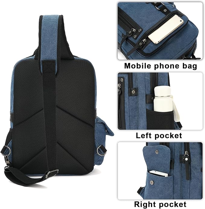 Vintage Messenger Bag, Canvas Backpack for Travel, Men's Shoulder Bag, Dual-use Bag for Hand Carry and Crossbody Carry