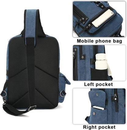 Vintage Messenger Bag, Canvas Backpack for Travel, Men's Shoulder Bag, Dual-use Bag for Hand Carry and Crossbody Carry
