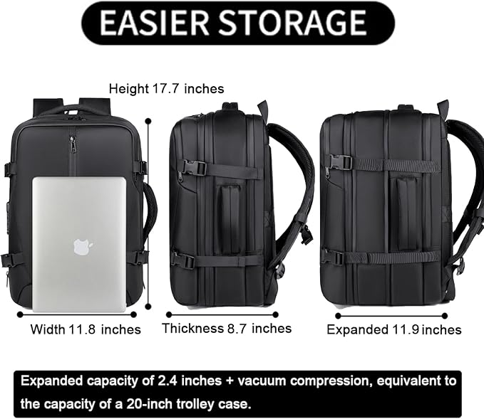 Vacuum Backpack Travel with Pump,60L Expandable Backpack with Lock,Multifunctional Portable Storage Commuter Backpack