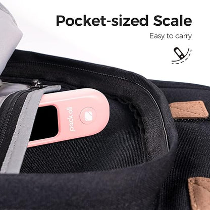 pack all 110 Lbs Luggage Scale, Digital Handheld Baggage Scale, Travel Suitcase Weight Scale with LCD Display, Battery Included, Pink