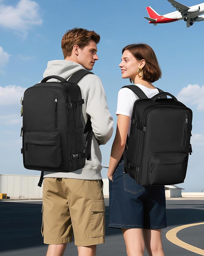 Vacuum Seal Backpack Travel With Pump,Mochila De Viaje Compresion Al Vacio,Personal Item Travel Backpack With Vacuum System,Large Carry On Vacpack Backpacks For Women Men,Black