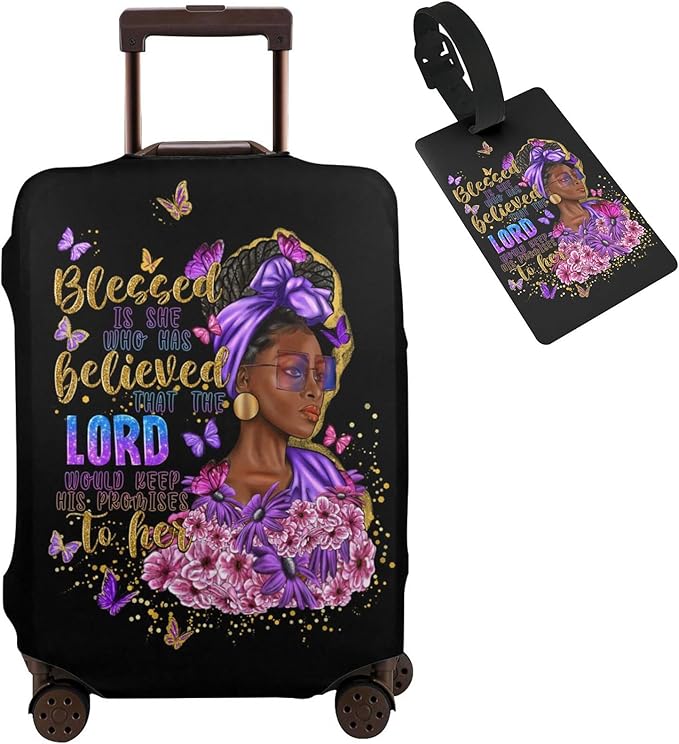 Travel Suitcase Protector African American Girl Elastic Protective Washable Luggage Cover With Concealed Zipper Suitable For 18-32 Inch(M (for 22-24 inch luggage))