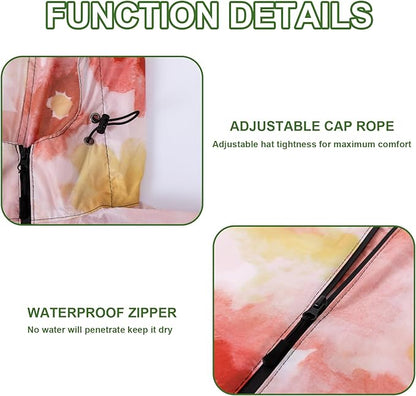 Hooded Rain Ponchos for Adult - Rain Coat and Rain Jacket with Waterproof Pocket and Zipper