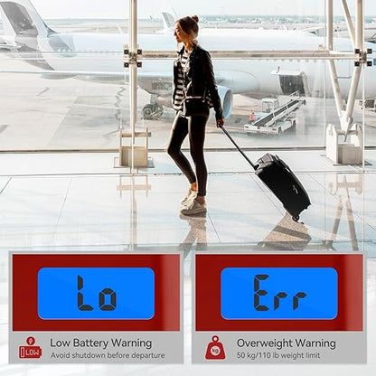 Luggage Scale, Dr.meter Luggage Weight Scale Backlight LCD Display PS02 110lb/50kg Electronic Balance Digital Postal Travel Accessories with Rubber Paint Handle Temperature Sensor, Red