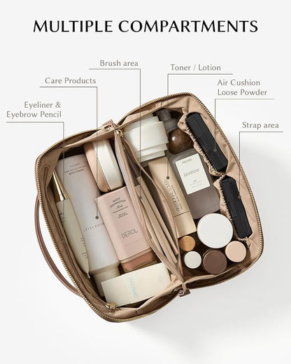 EACHY Travel Makeup Bag,Large Capacity Cosmetic Bags for Women,Waterproof Portable Pouch Open Flat Toiletry Bag Pattern Makeup Bag
