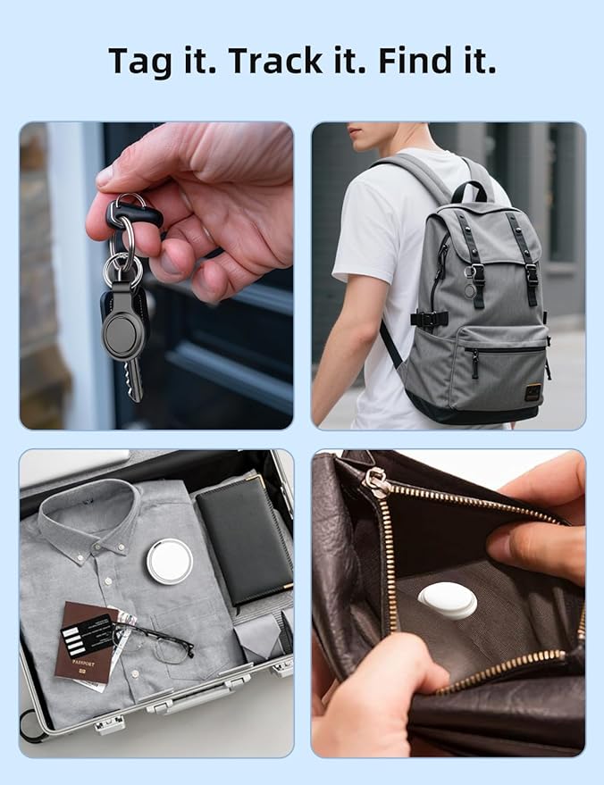 Air Tracker Tags 4 Pack, Bluetooth Tracker Smart Tag, Key Finder Locator with Sound Works with Apple Find My (iOS Only), Item Finders for Luggage Wallet Bags Suitcases, Waterproof Tracking Tags Device