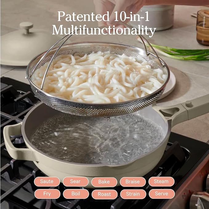 Our Place Always Pan 2.0 | 10.5" Ceramic Pan with Modular Lid, Steamer Basket & Spatula | Patented 10-in-1 Nonstick, Non-Toxic Cookware Made Without PFAS | Induction & Oven-Safe up to 450°F | Steam