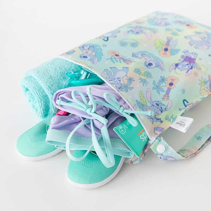 Bumkins - Waterproof Wet Bag & Wet/Dry Clutch Bags - For Beach, Baby, Travel, Swim Suit, Cloth Diapers, Pump Parts, Pool, Gym, Toiletries - Reusable & Easy to Clean - Aloha Stitch - 2 Pack