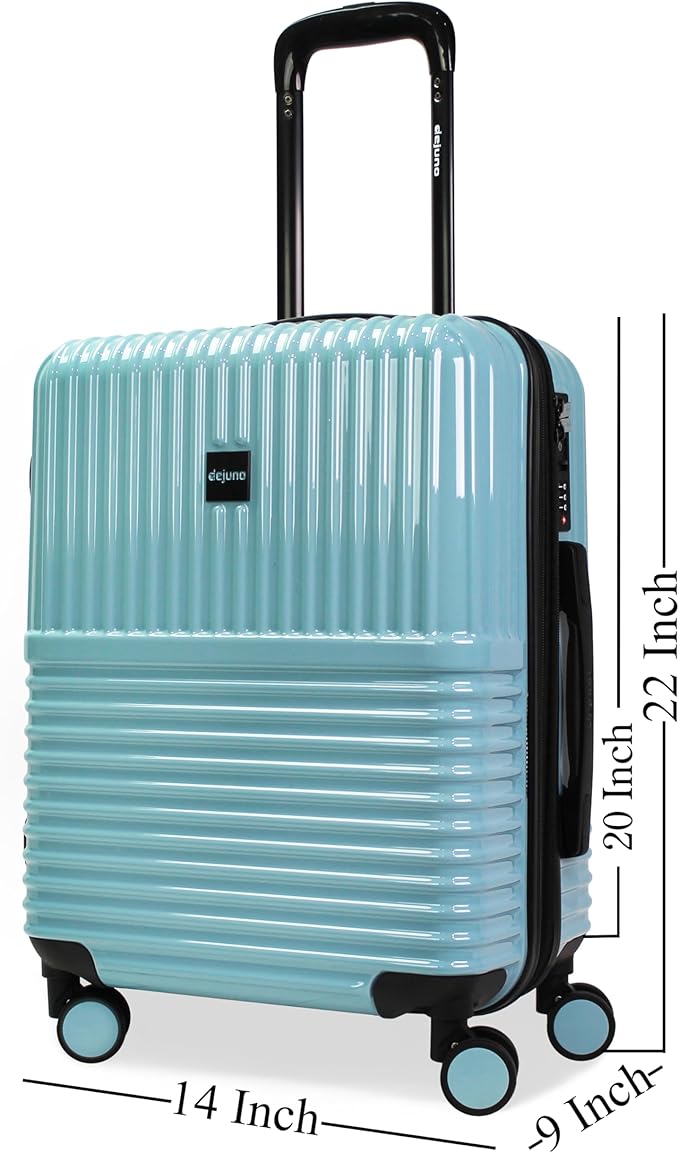 World Traveler Dejuno Tonal 20-Inch Carry-On Polycarbonate Lightweight Hardside Expandable Spinner Luggage Suitcase with TSA Lock - Glacier