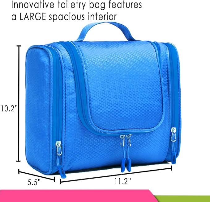 Bago Travel Toiletry Bag for Women and Men X-Large Waterproof Hanging Large Toiletry Bag for Bathroom and Travel Bag for Toiletries Organizer -Travel Makeup Bag (Blue)