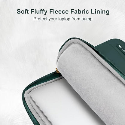 MOSISO 15-15.6 inch Laptop Case, 16 inch Puffy Laptop Sleeve Compatible with MacBook Pro 16, HP Dell ASUS Acer Toshiba Lenovo Notebook Computer, Polyester Horizontal Bag with Small Case, Peacock Green
