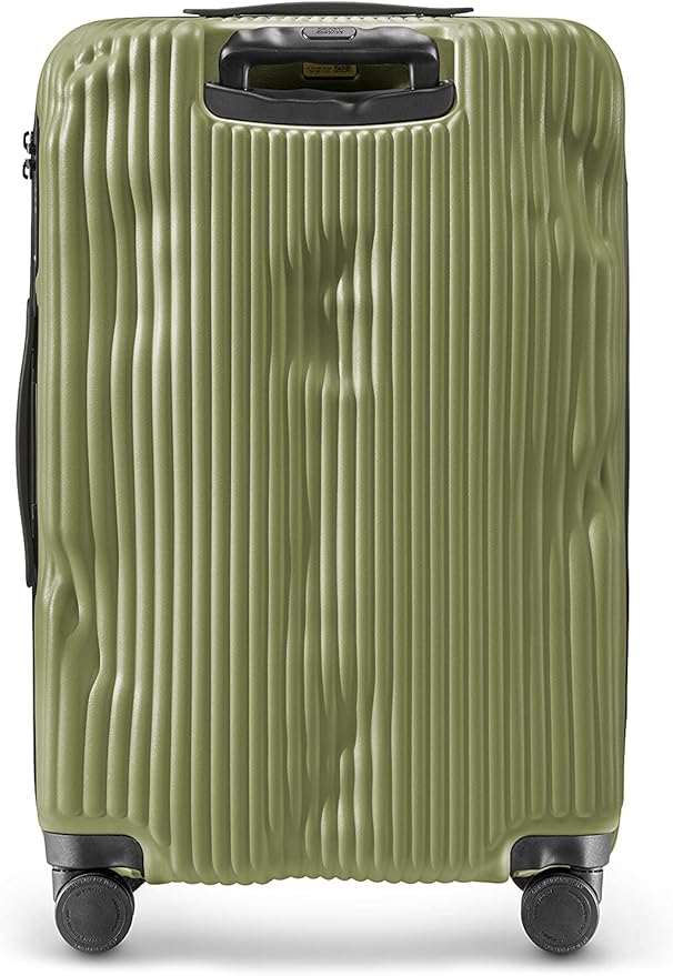 CRASH BAGGAGE Stripe Suitcase | Olive | 66L | 100% Polycarbonate, TSA-Approved Lock, 360° Spinning Wheels