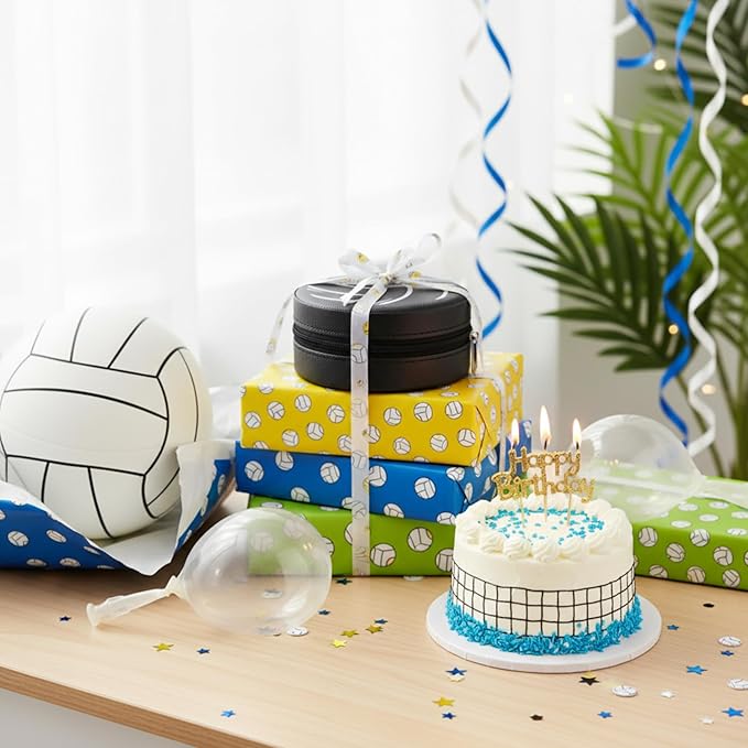 12 Pack Black Volleyball Mini Travel Jewelry Case Portable Round Volleyball Stuff Jewelry Organizer Storage Case for Christmas Sports Team Club Birthday Goodie Favors Gifts