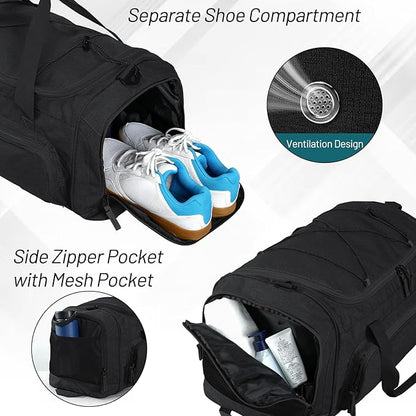 MIER Large Gym Bag for Men Sports Duffle Bag with Shoe Compartment 60L Lightweight Duffel Bags for Workout Fitness Travel