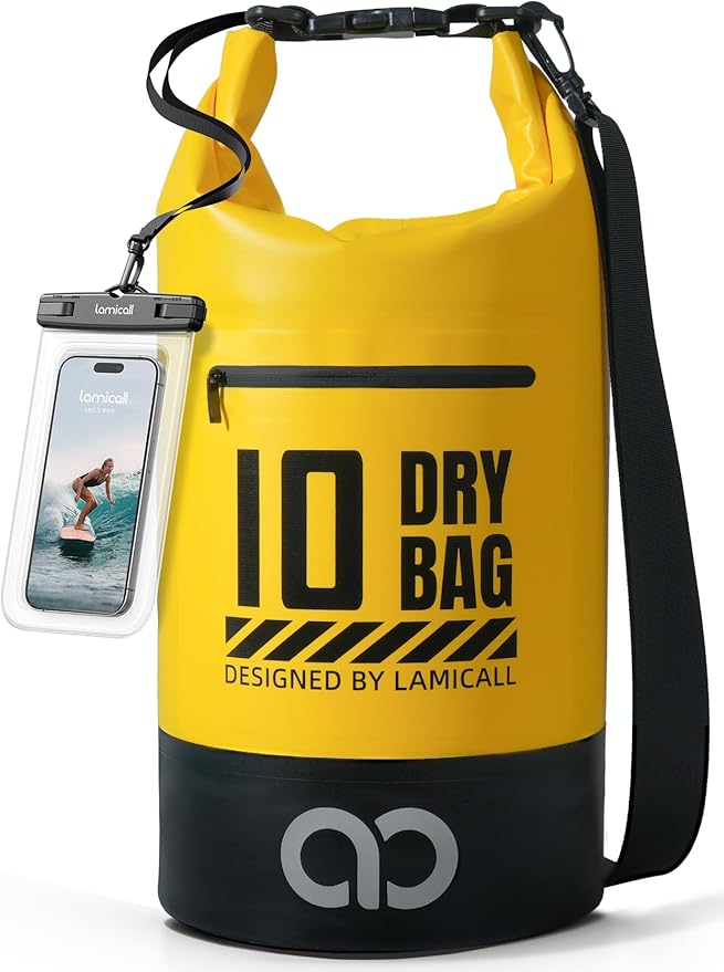 Lamicall Dry Bag, Waterproof Bag - [Durable & Floating] 5L/10L/20L/30L/40L Roll Top Drybag with Water Proof Phone Pouch for Travel Swimming Boating Kayaking Paddle Board Camping Beach Accessories