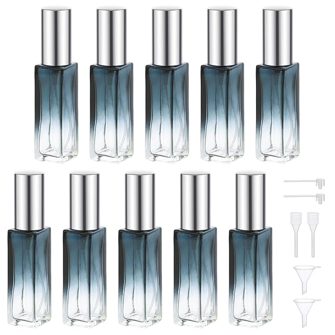 Segbeauty 10pcs Perfume Travel Refillable, 10ML Glass Spray Bottles Perfume Atomizer, Mini Travel Size Dispenser Bottle Set Atomizer Sprayer for Cologne Toiletries Cosmetic Container Spray Bottle