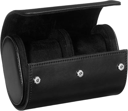 PATIKIL Watch Roll Travel Leather Case, Portable 2 Watch Roll Box with Pillow for Men Women Home Storage Display Gift Storaging Organizer, Black