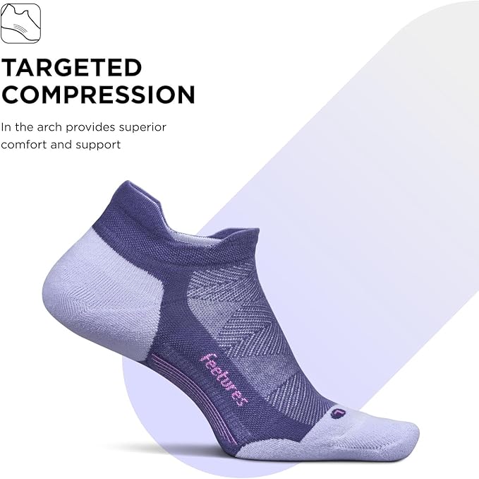Feetures Elite Max Cushion No Show Tab Ankle Socks - Sport Sock with Targeted Compression