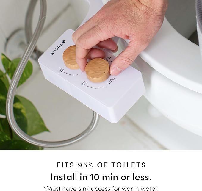 TUSHY 3.0 Spa Bidet Attachment. Cool to Warm Water. It's Time to Replace Toilet Paper, Fresh Water Spray (Requires Sink Access for Optional Temperature Control), Bamboo