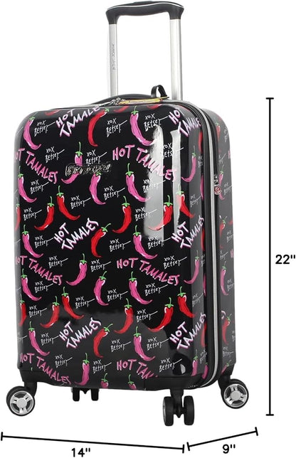 Betsey Johnson Designer 20 Inch Carry On - Expandable (ABS + PC) Hardside Luggage - Lightweight Durable Suitcase With 8-Rolling Spinner Wheels for Women (TAMALE, 20in)