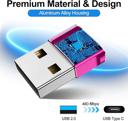 𝟒𝐏𝐚𝐜𝐤 𝐔𝐩𝐠𝐫𝐚𝐝𝐞𝐝 USB to USB C Adapter,Type-C Female to A Male Car Charger OTG Converter for Apple Watch Ultra 8 9 10,iPhone 16 15 14 13 Pro Max,Samsung S24,Nintendo Switch,AirPods,iPad,Car