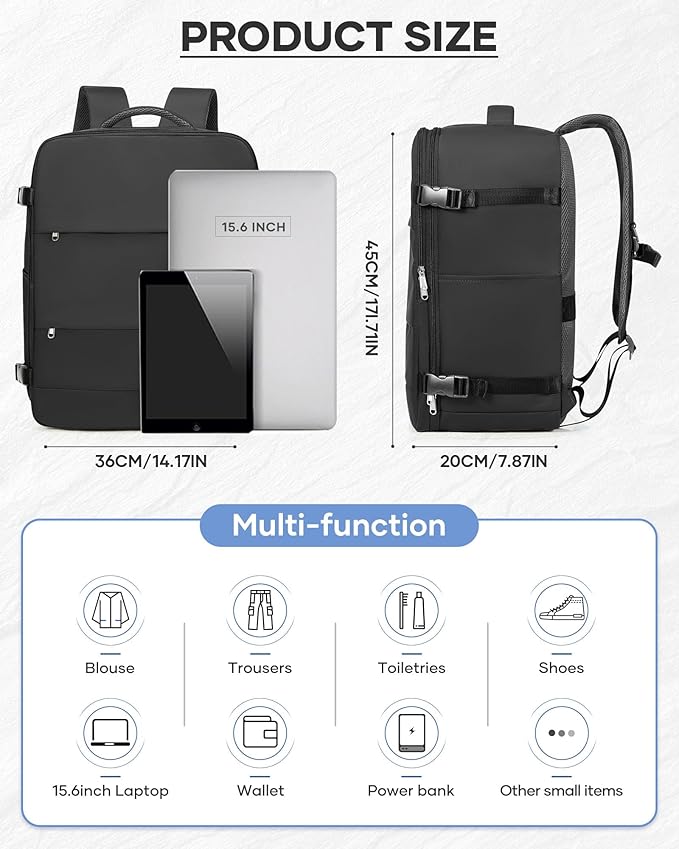 Vacuum Seal Backpack Travel With Pump,Large Carry On Vacpack Backpacks For Women Men,Mochila De Viaje Compresion Al Vacio,Personal Item Travel Backpack With Vacuum System,Black