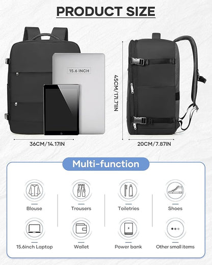 Vacuum Seal Backpack Travel With Pump,Large Carry On Vacpack Backpacks For Women Men,Mochila De Viaje Compresion Al Vacio,Personal Item Travel Backpack With Vacuum System,Black