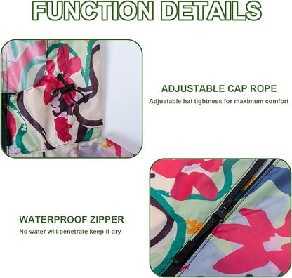 Hooded Rain Ponchos for Adult - Rain Coat and Rain Jacket with Waterproof Pocket and Zipper