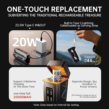 Power Exchange Power Bank 25000mAh Portable Charger with Smart Charging Dock – 22.5W USB-C Fast Charging for iPhone 16/15, Samsung & More