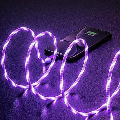 USB Cable PD Fast Charger Lighted Up (USB C to C Purple),Mobile Phone Data Cable, Charging Cable, Supports Data Transfer, 39-inch, TPE Material, Compatible with Almost All Type-C Devices.