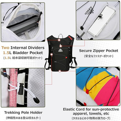 Azarxis Hiking Hydration Vest Pack Running Backpack Lightweight Daypack for Marathon Cycling Biking Trail Race Rave