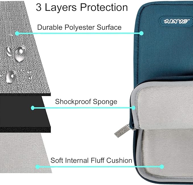 MOSISO Laptop Case 15 inch, 15 inch Laptop Sleeve Compatible with MacBook Air 15 M4 A3241 M3 A3114 M2 A2941 2025 2024 2023,Dell XPS 15,Polyester Vertical Computer Sleeve Bag with Pocket, Deep Teal