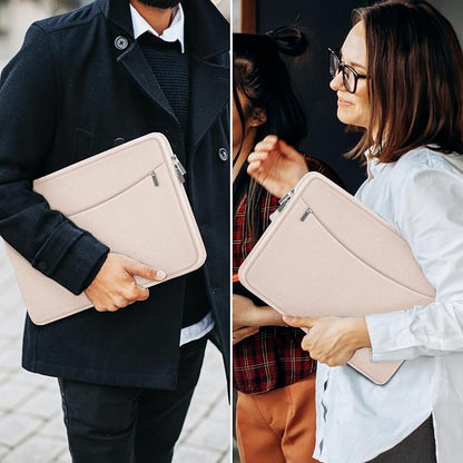 Laptop Case 15.6 inch, Shockproof Protective Laptop Cover Briefcase Carrying Computer Bag with Accessory Pocket, Portable Computer Sleeve Compatible with MacBook, HP, Dell, Lenovo, Asus, Pink