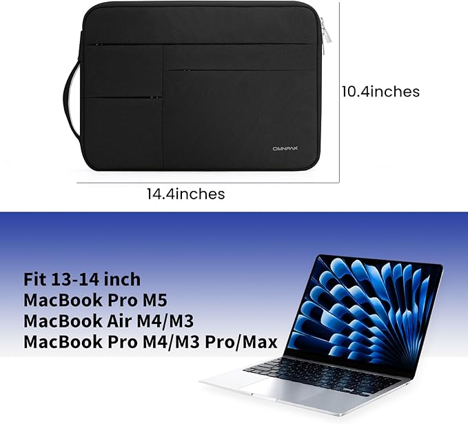 Omnpak for 13.6 inch MacBook Air Case Sleeve Compatible with MacBook 13 inch, 14-inch New MacBook Pro M5/M4/M3/M2/M1 Pro/Max, Water Repellent Laptop Case with Handle