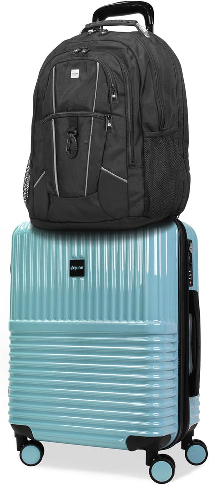 World Traveler Dejuno Tonal Ultimate Travel Combo Spinner Carry-On & Laptop Backpack 2-Piece Luggage Set - Glacier (20" Carry-On & 19" Backpack)