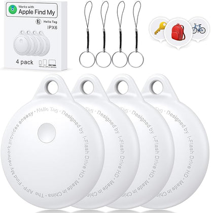 Smart Tags-4 Pack, Smart Bluetooth Tracker Work with Apple Find My, Key Finders and Find My Tracker, Game Changer Waterproof Smart Tag with Key Ring Tracker Tag for Keys/Luggage/Wallet