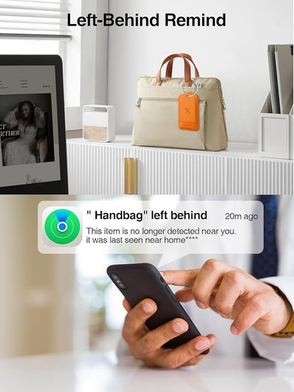 TopMade Smart Luggage Tag with Find My, Premium Leather Luggage Tags for Suitcase, Travel Bags, Backpacks, Anti-Lost Suitcase Tag Tracker for Travel with Privacy Name Card, Rechargeable